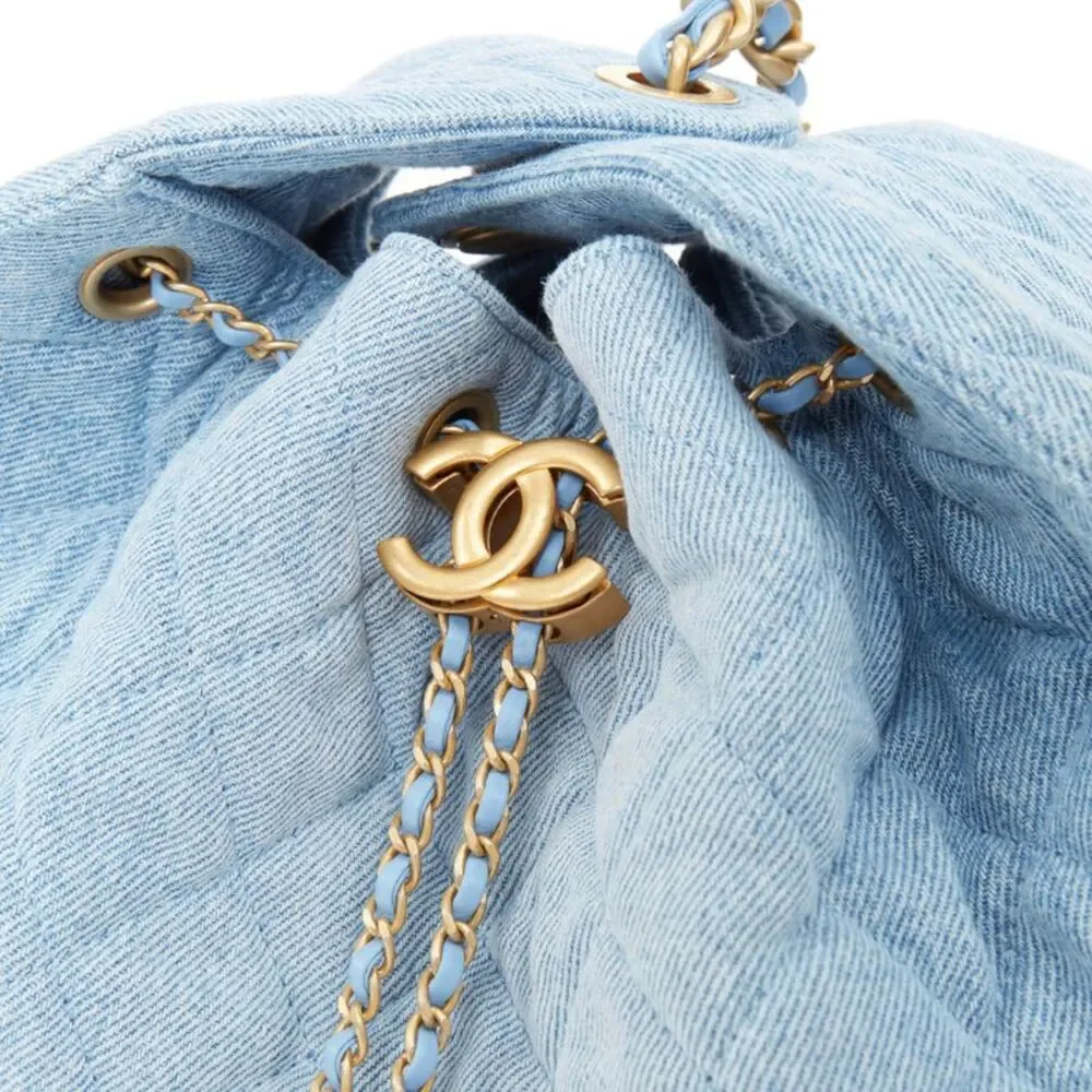 Chanel Blue Denim Washed Bucket Hobo Bag